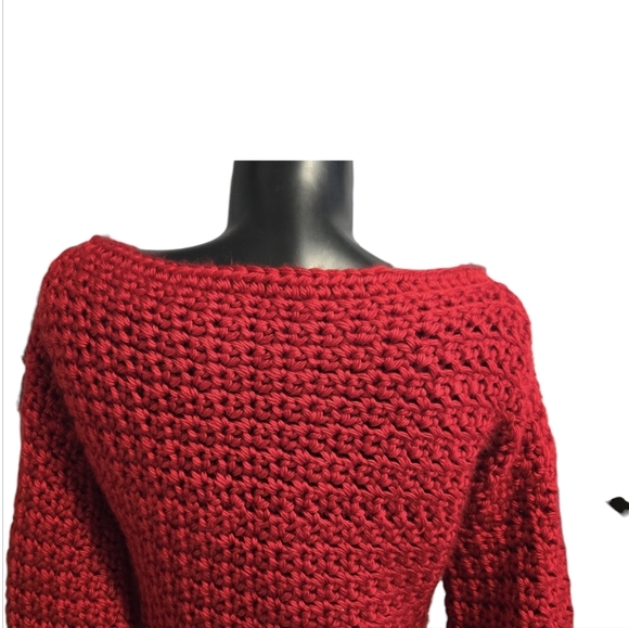 Handknit Red Knit Sweater - Picture 8 of 9